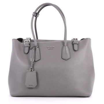 Prada Buckle Tote Saffiano Leather Large Gray 3188704