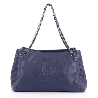 Chanel Coco Bengal Accordion Tote Calfskin Large Blue 3189802