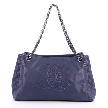 Chanel Coco Bengal Accordion Tote Calfskin Large Blue 3189802