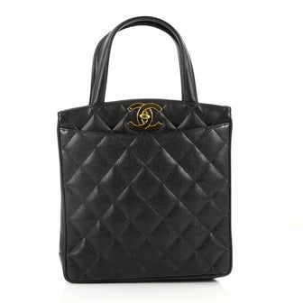 Chanel Vintage CC Lock Pocket Tote Quilted Caviar Medium 3190301