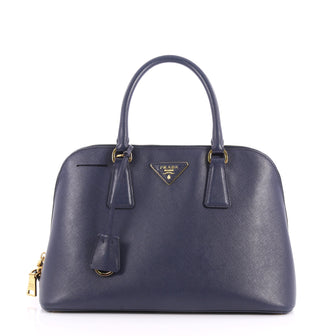 Prada Promenade Handbag Saffiano Leather Medium Blue 3190503