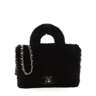 Chanel Paris Cosmopolite Top Handle Bag Fur Small Black 3191401
