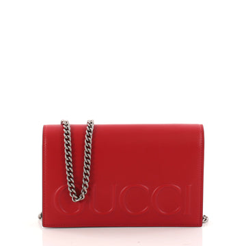 Gucci XL Chain Shoulder Bag Leather Mini Red 3191702