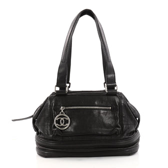 Chanel Essential Bowler Bag Leather Large Black 3192303
