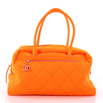 Chanel Biarritz Duffle Bag Quilted Canvas Large Orange 3193102