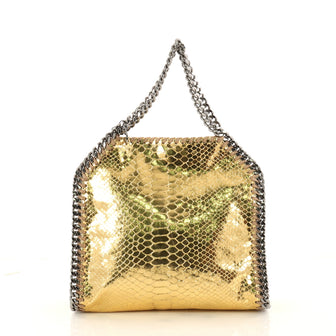 Stella McCartney Falabella Fold Over Crossbody Bag Faux Python Mini Gold 3194201