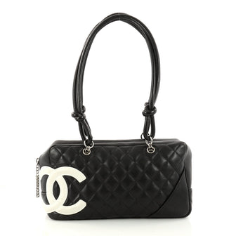 Chanel Cambon Bowler Bag Quilted Leather Medium Black 3195001