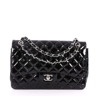 Chanel Classic Double Flap Bag Quilted Patent Jumbo 3195102
