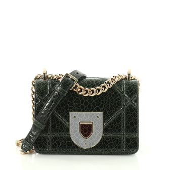 Christian Dior Diorama Club Flap Bag Crackled Deerskin Small Green 3196707