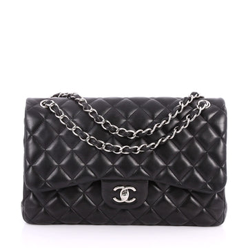 Chanel Classic Double Flap Bag Quilted Lambskin Jumbo Black 3197302