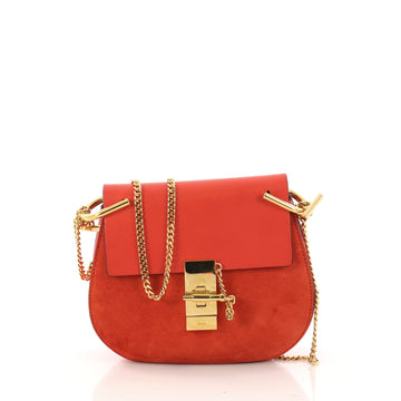Chloe Drew Crossbody Bag Leather and Suede Mini Red 3197402