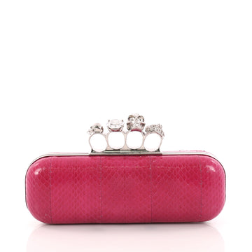 Alexander McQueen Knuckle Box Clutch Python Long Pink 3198201