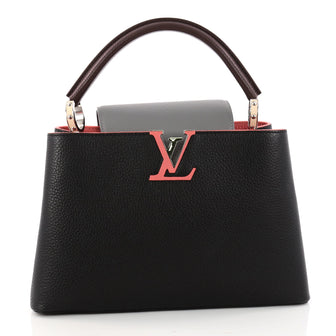 Louis Vuitton Capucines Handbag Leather PM Black 3200202