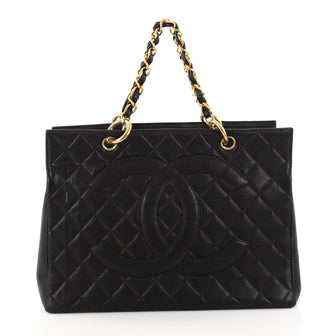 Chanel Vintage Shopping Tote Quilted Caviar Black 3200301