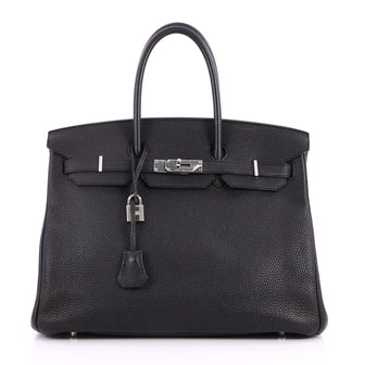 Hermes Birkin Handbag Black Togo with Palladium Hardware Black 3200601