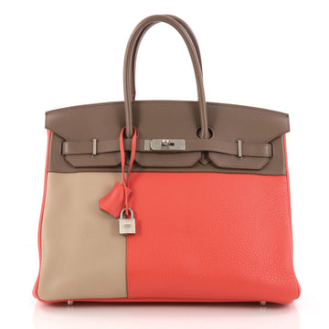 Hermes Birkin Handbag Tricolor Clemence and Swift with Neutral 3201702