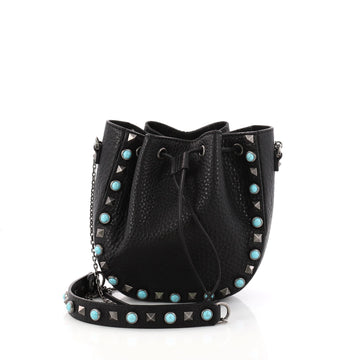 Valentino Rolling Rockstud Drawstring Bucket Bag Leather 3207301