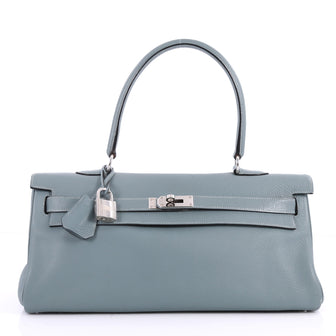 Hermes Shoulder Kelly Handbag Clemence 42 Blue 3208401