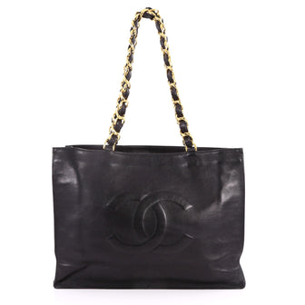 Chanel Vintage CC Chain Tote Lambskin XL Black 3209001