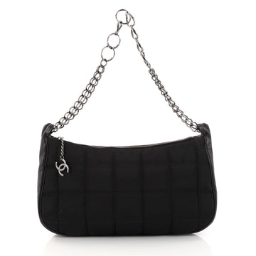 Chanel Square CC Charm Pochette Quilted Nylon Medium Black 3209002