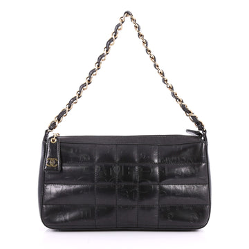 Chanel Square Quilt Shoulder Bag Embossed Lambskin Medium Black 3209102