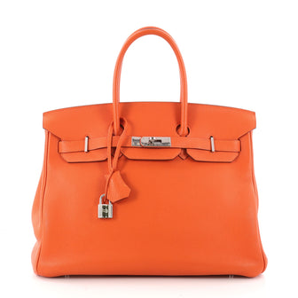 Hermes Birkin Handbag Orange Vache Trekking with Orange 3210203