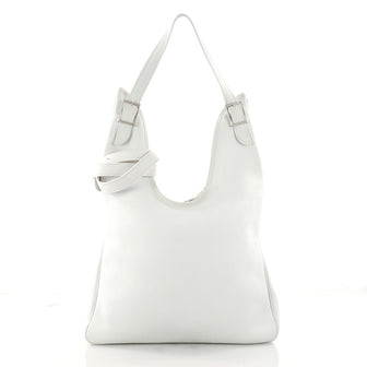 Hermes Massai Handbag Leather 32 White 3210205