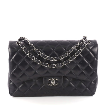 Chanel Classic Double Flap Bag Quilted Lambskin Jumbo Blue 3211601