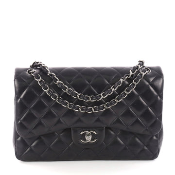 Chanel Classic Double Flap Bag Quilted Lambskin Jumbo Blue 3211601