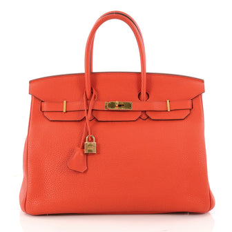 Hermes Birkin Handbag Red Togo with Gold Hardware 35 Orange 3212001