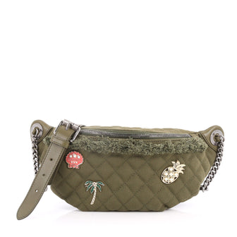 Chanel Cuba Charms Waist Bag Quilted Canvas Green 3213301
