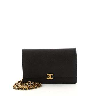 Chanel Vintage CC Wallet on Chain Leather Black 3213503
