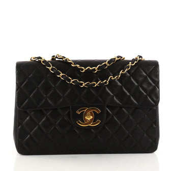 Chanel Vintage Classic Single Flap Bag Quilted Lambskin Maxi Black 3214102
