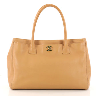Chanel Cerf Executive Tote Leather Medium Brown 3214201