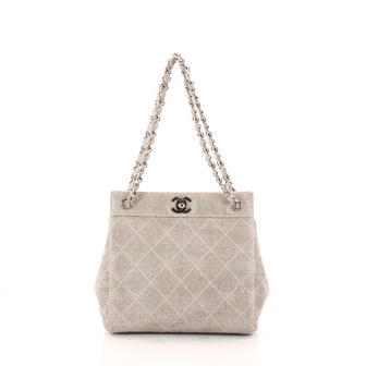 Chanel Vintage CC Chain Tote Quilted Canvas Small Neutral 3214202