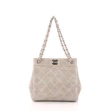 Chanel Vintage CC Chain Tote Quilted Canvas Small Neutral 3214202