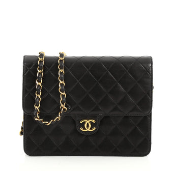 hanel Vintage Clutch with Chain Quilted Leather Medium Black 3214303