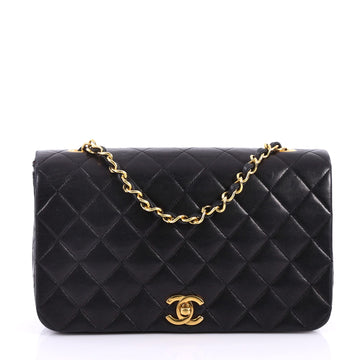 Chanel Vintage Full Flap Bag Quilted Lambskin Medium Black 3214401