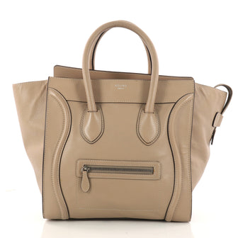 Celine Luggage Handbag Grainy Leather Mini Gray 3214502