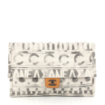 Chanel Iliad Clutch Bag Printed Toile White 3214801
