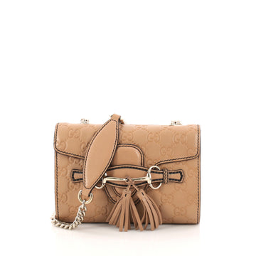 Gucci Emily Chain Flap Bag Guccissima Leather Mini Brown 3215003