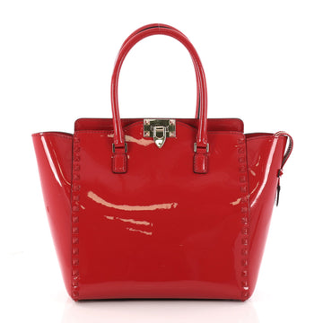 Valentino Rockstud Tote Rigid Patent Medium Red 3215201