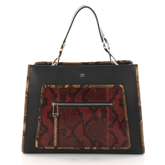 Fendi Runaway Handbag Leather and Python Medium Black 3216801
