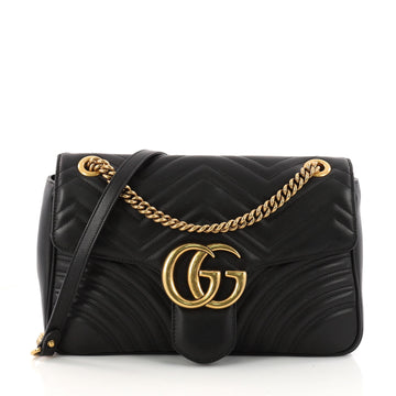 Gucci GG Marmont Flap Bag Matelasse Leather Medium Black 3217801