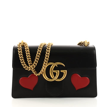 Gucci Marmont Chain Shoulder Bag Patchwork Leather Medium Black 3218101