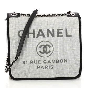 Chanel Deauville Messenger Bag Canvas Small Gray 3218102
