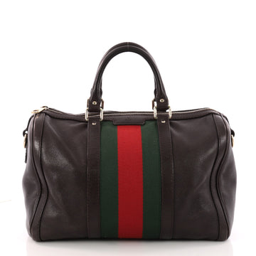 Gucci Vintage Web Boston Bag Leather Medium Brown 3218202