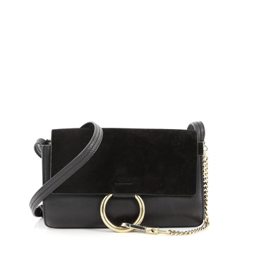 Chloe Faye Shoulder Bag Leather and Suede Small Black 3218601