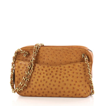 Chanel Vintage Camera Bag Ostrich Medium Brown 3219001