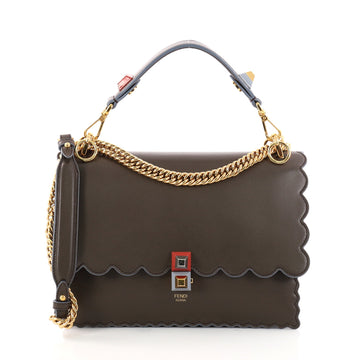  Fendi Kan I Handbag Leather Medium Gray 3220104